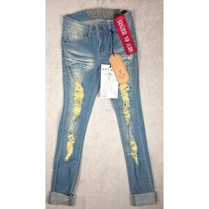 NWT VIP "Destructed Collection" Sculpting Stretch Distressed Jeans Size 00